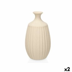 Vaso Beige Ceramica 21 x 39 x 21 cm (2 Unità) Righe    