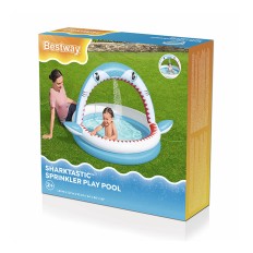 Bestway Piscina Gonfiabile per Bambini 2 Anelli Squalo Spruzzatore 163x127x92 cm +2 Anni Giardino 53157    