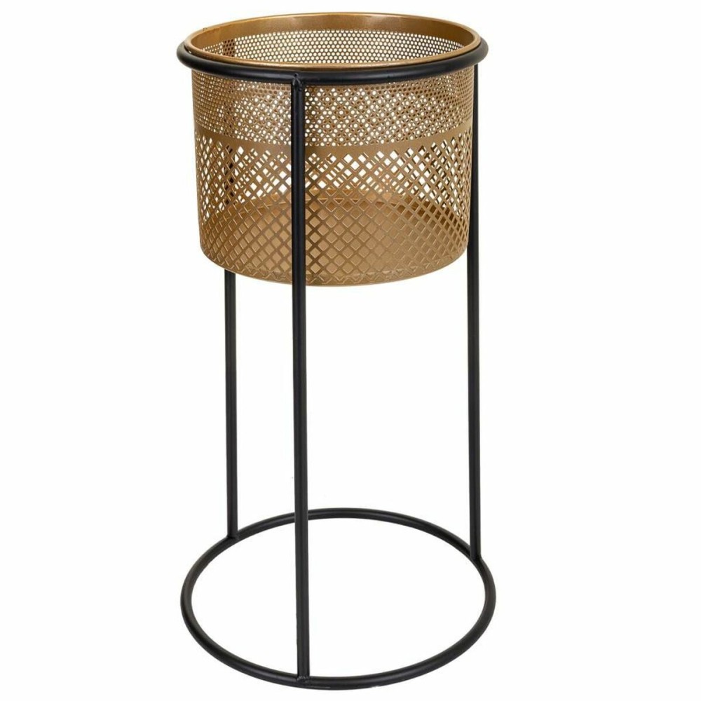 Vaso Alexandra House Living Nero Dorato Metallo 24 x 50 x 24 cm Con supporto    