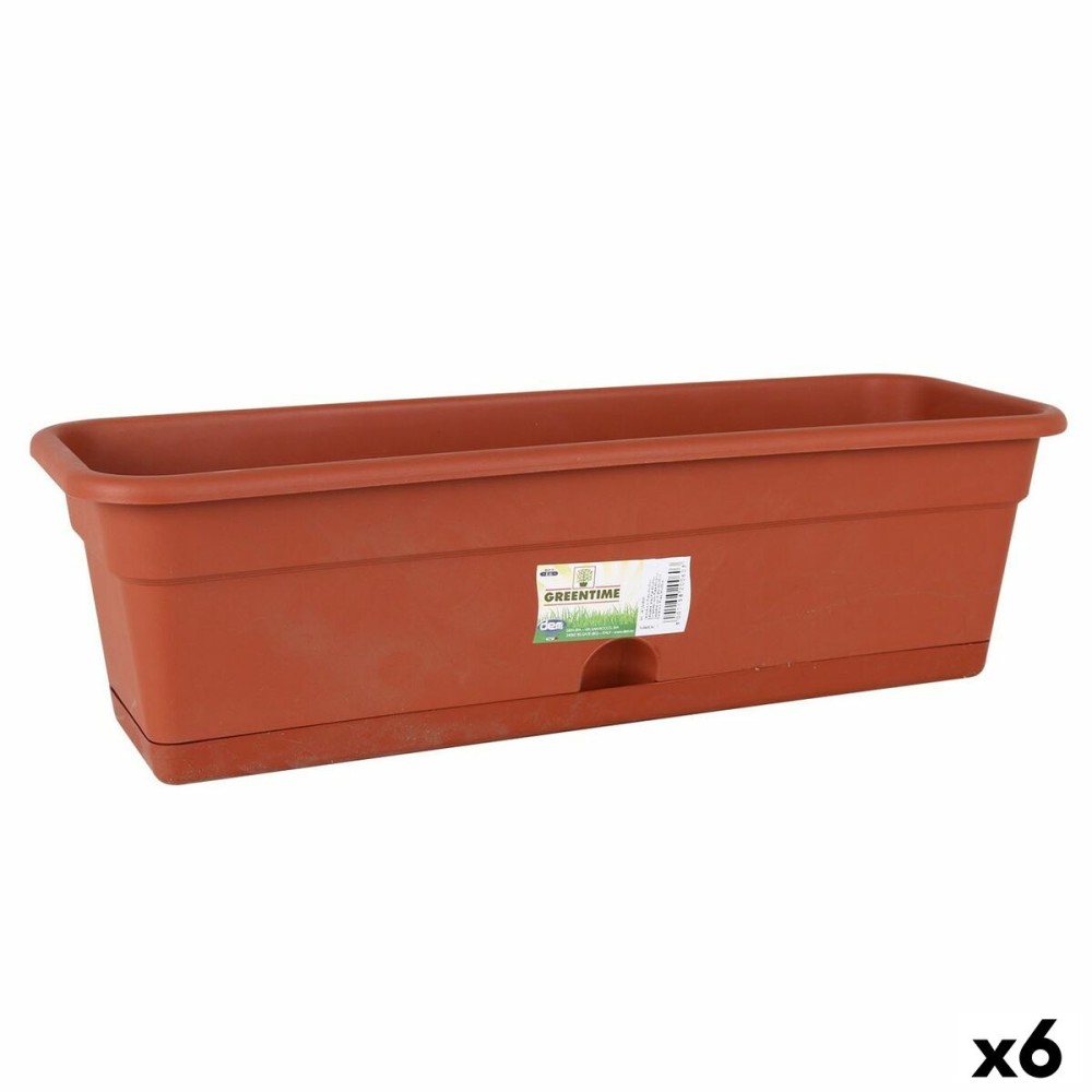 Vaso da Balcone con Piatto Dem Greentime Rettangolare Marrone 60 x 20 x 17,3 cm (6 Unità)    