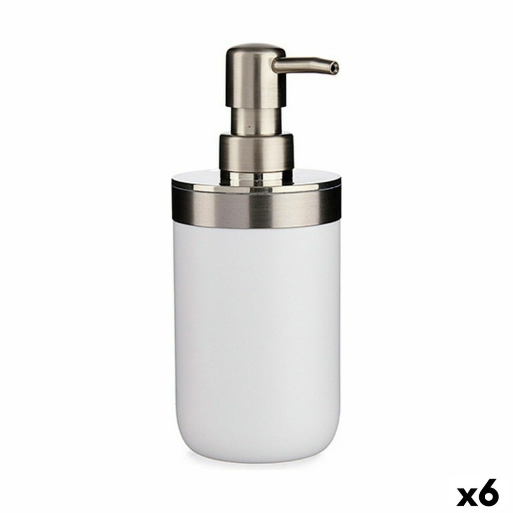 Dispenser di Sapone Argentato Bianco Plastica 350 ml (6 Unità)    