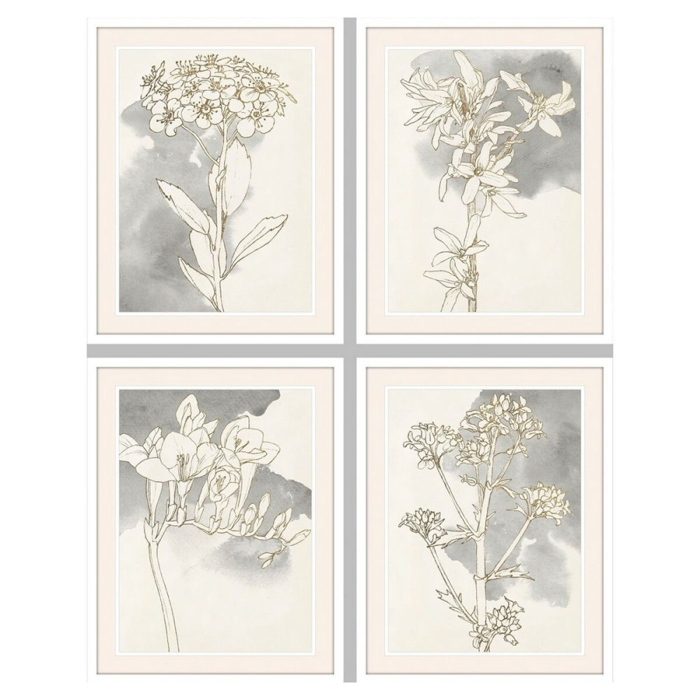 Quadro DKD Home Decor 55 x 2,5 x 70 cm Fiori Romantico (4 Pezzi)    