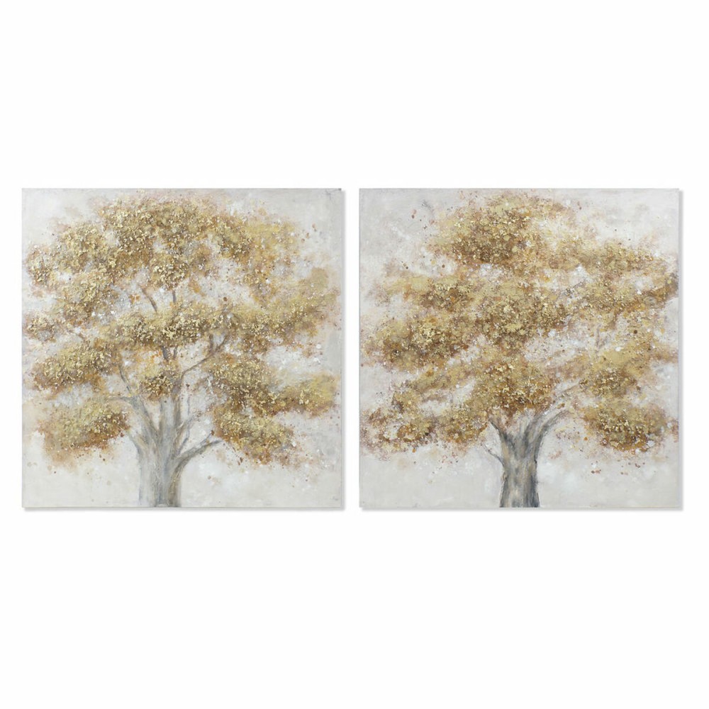 Quadro DKD Home Decor Tela 100 x 3,8 x 100 cm Albero Cottage (2 Unità)    