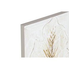 Quadro Home ESPRIT Bianco Dorato Tela Legno MDF Foglia della pianta Romantico 30 x 2,5 x 60 cm (2 Unità)    