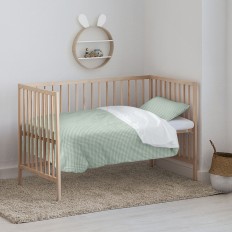 Copripiumino Kids&Cotton Vichy Menta 175 Fili 100 x 120 cm    