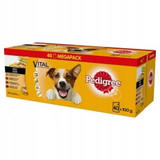 Cibo umido Pedigree Vital Protection Pollo Tacchino Carne di vitello Carne di manzo e vitello Vegetale Carota 40 x 100 g    