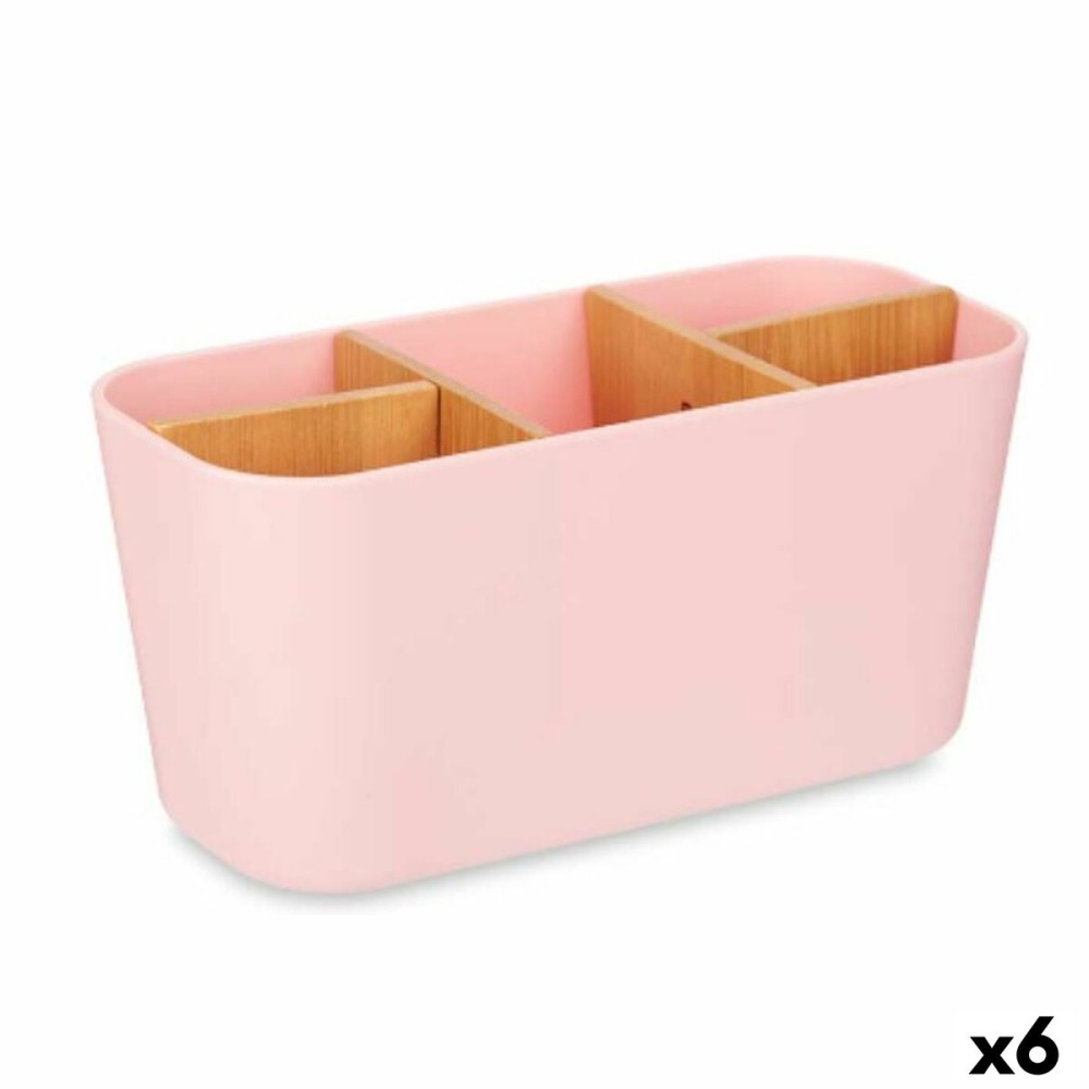 Portaspazzolini da Denti Rosa Bambù polipropilene 21 x 10 x 9 cm (6 Unità)    