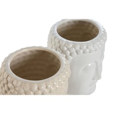 Vaso Home ESPRIT Bianco Beige Ceramica 14 x 14 x 20 cm (2 Unità)    