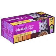 Cibo per gatti Whiskas Pure Delight Pollo Tacchino Anatra Uccelli 40 x 85 g    