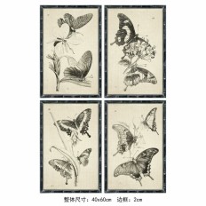 Quadro DKD Home Decor 40 x 2,8 x 60 cm 40 x 60 x 2.8 cm Farfalle Cottage (4 Pezzi)    