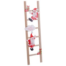 Decorazione Natalizia Multicolore Legno Scala Babbo Natale 17 x 1,8 x 60 cm    