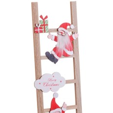 Decorazione Natalizia Multicolore Legno Scala Babbo Natale 17 x 1,8 x 60 cm    