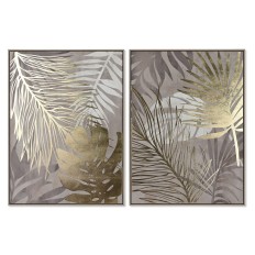 Quadro Home ESPRIT Tropicale Foglia della pianta 75 x 4 x 100 cm (2 Unità)    