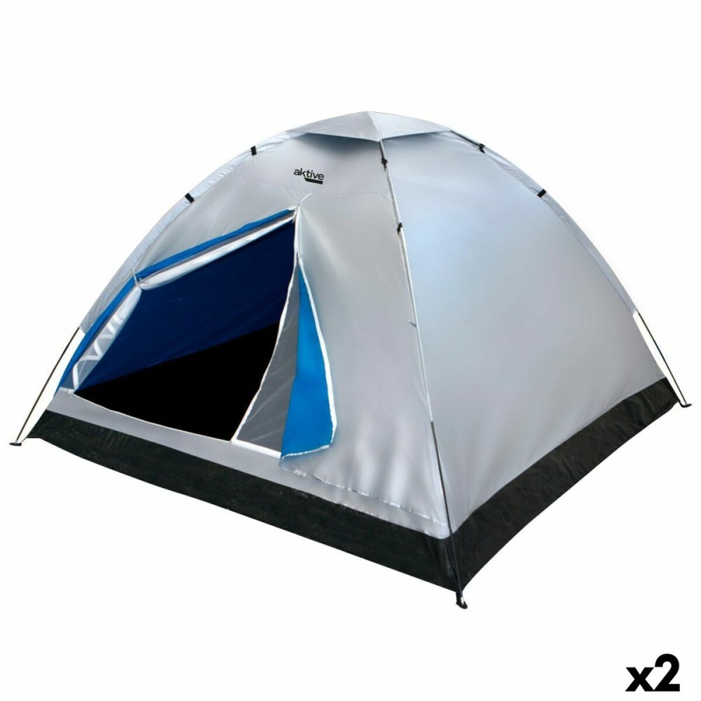 Tenda da Campeggio Aktive 4 persone 205 x 130 x 205 cm (2 Unità)    