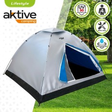 Tenda da Campeggio Aktive 4 persone 205 x 130 x 205 cm (2 Unità)    