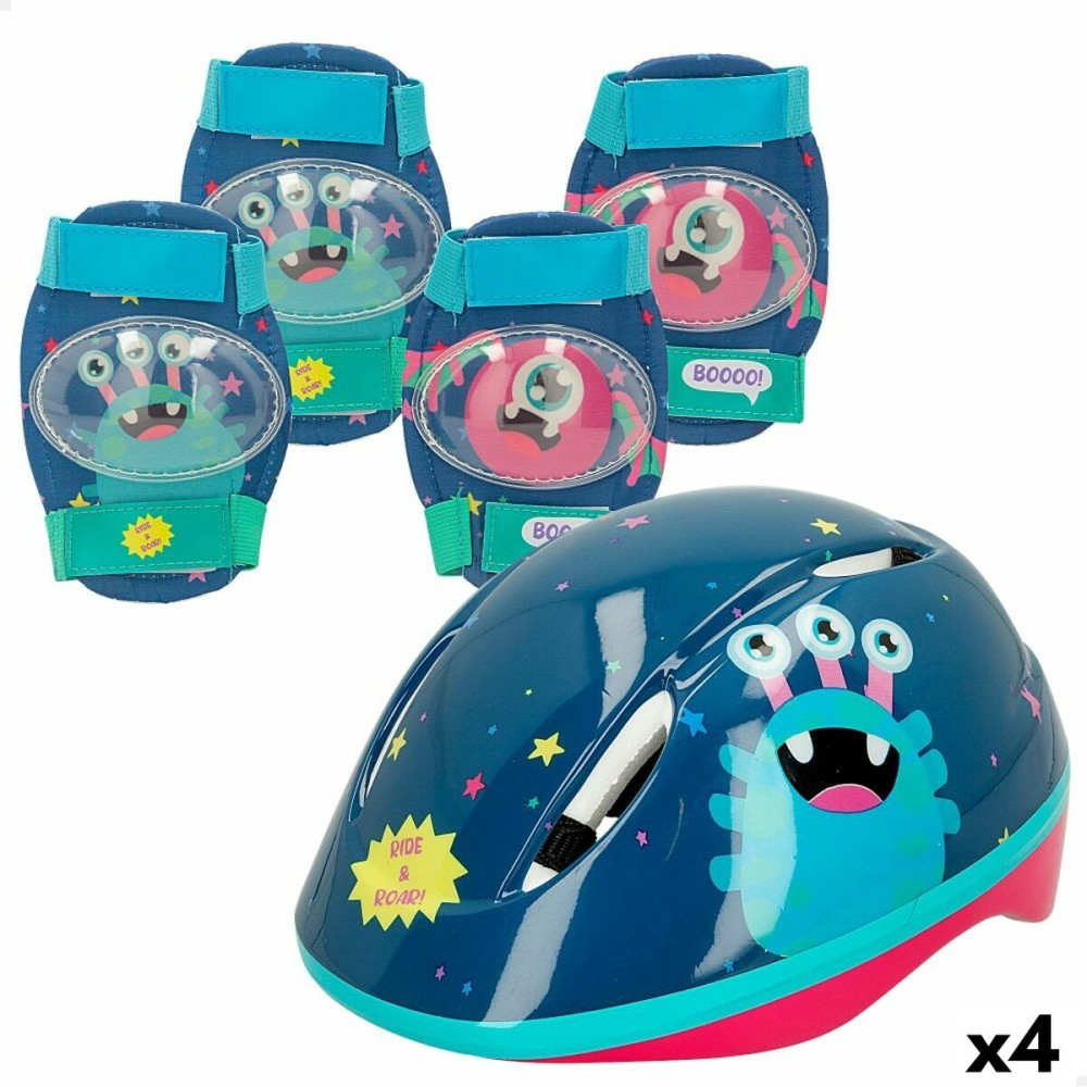 Kit casco e ginocchiere Colorbaby Mostro (4 Unità)    