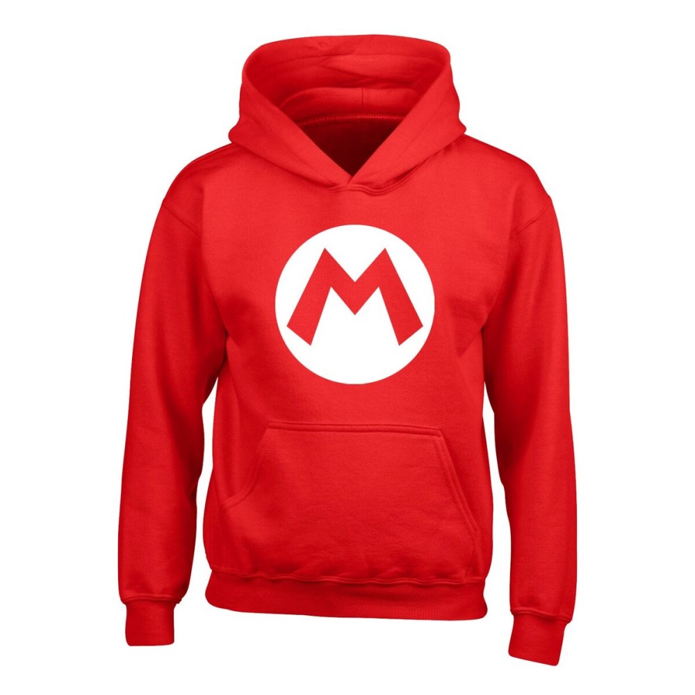 Felpa con Cappuccio Unisex Super Mario Badge Rosso Taglia  5-6 Anni 