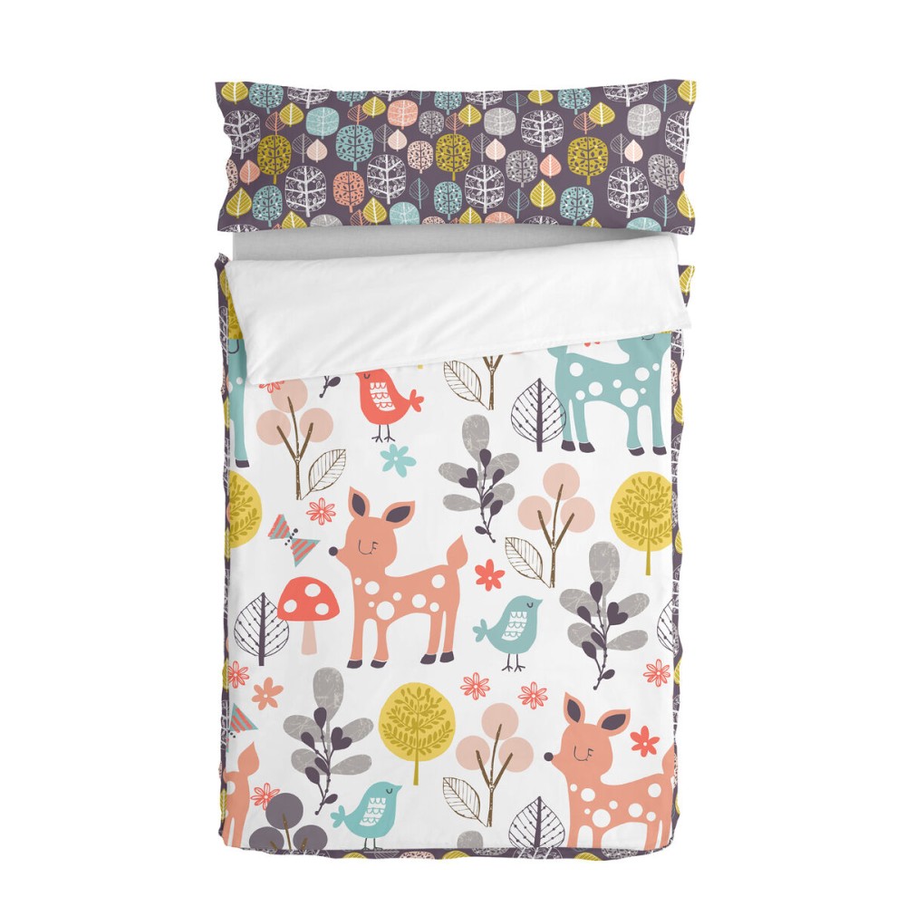 Copripiumino senza Imbottitura HappyFriday Moshi Moshi Woodland Multicolore 90 x 200 cm    