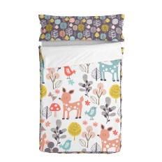 Copripiumino senza Imbottitura HappyFriday Moshi Moshi Woodland Multicolore 105 x 200 cm    