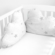 Paracolpi per culla HappyFriday Basic Kids Little star  Grigio 60 x 40 cm    