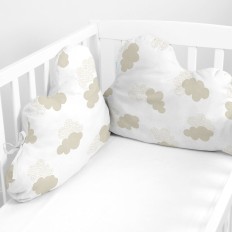 Paracolpi per culla HappyFriday Basic Kids Clouds Beige 60 x 40 cm    