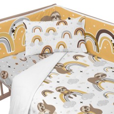 Paracolpi per culla HappyFriday Moshi Moshi Sleepy sloth Multicolore 210 x 40 cm    