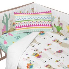 Paracolpi per culla HappyFriday Moshi Moshi Cute llamas Multicolore 210 x 40 cm    