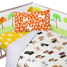 Paracolpi per culla HappyFriday Mr Fox Dogs Multicolore 210 x 40 cm    