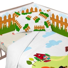 Paracolpi per culla HappyFriday Mr Fox Piggys Multicolore 210 x 40 cm    