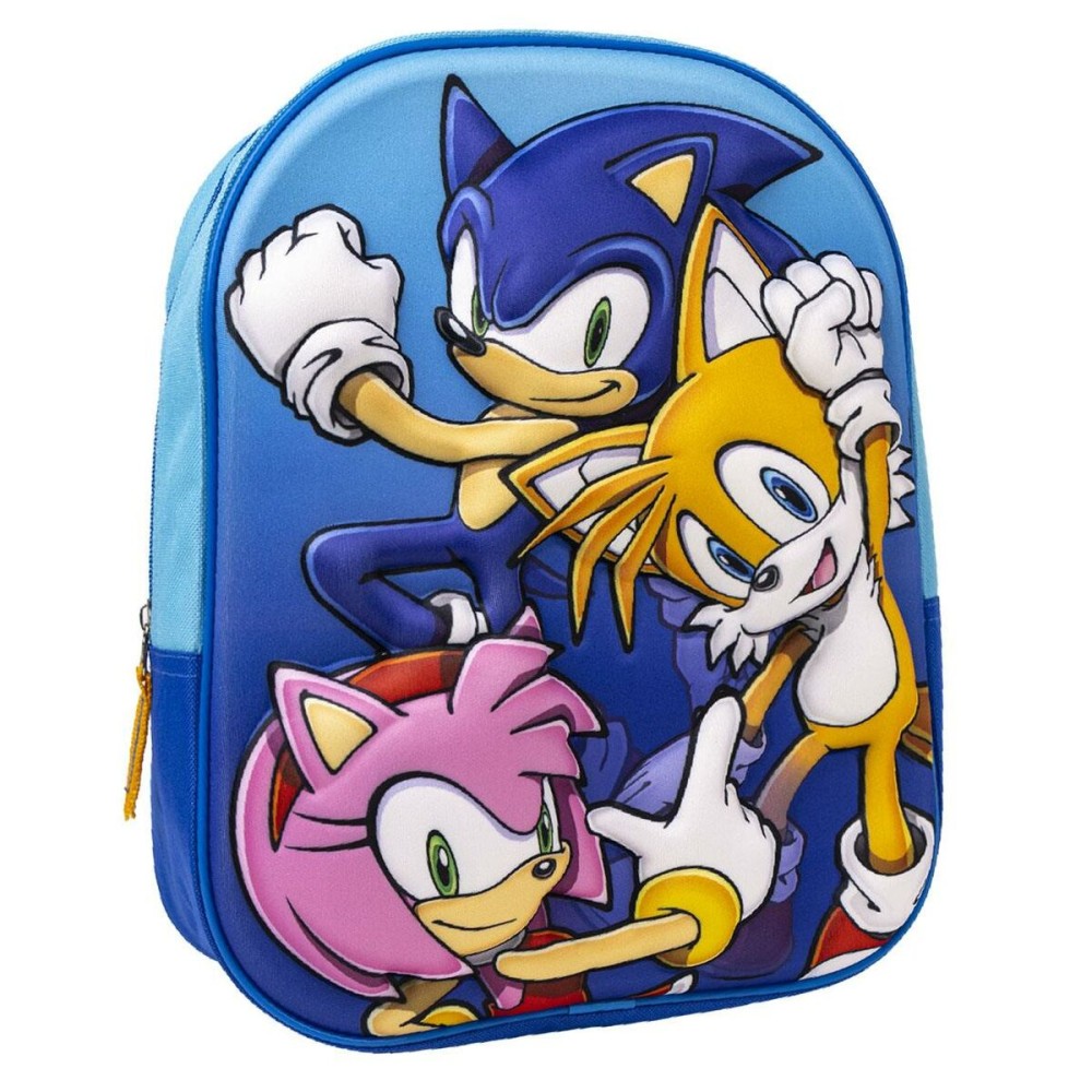 Zaino Scuola 3D Sonic 25 x 31 x 9 cm Azzurro    