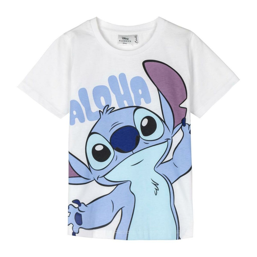 Maglia a Maniche Corte per Bambini Stitch Bianco Taglia  6 anni 