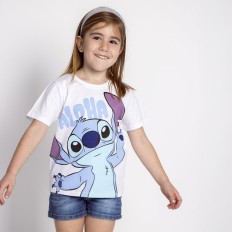 Maglia a Maniche Corte per Bambini Stitch Bianco Taglia  6 anni 