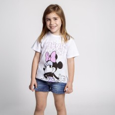 Maglia a Maniche Corte per Bambini Minnie Mouse Bianco Taglia  4 anni 