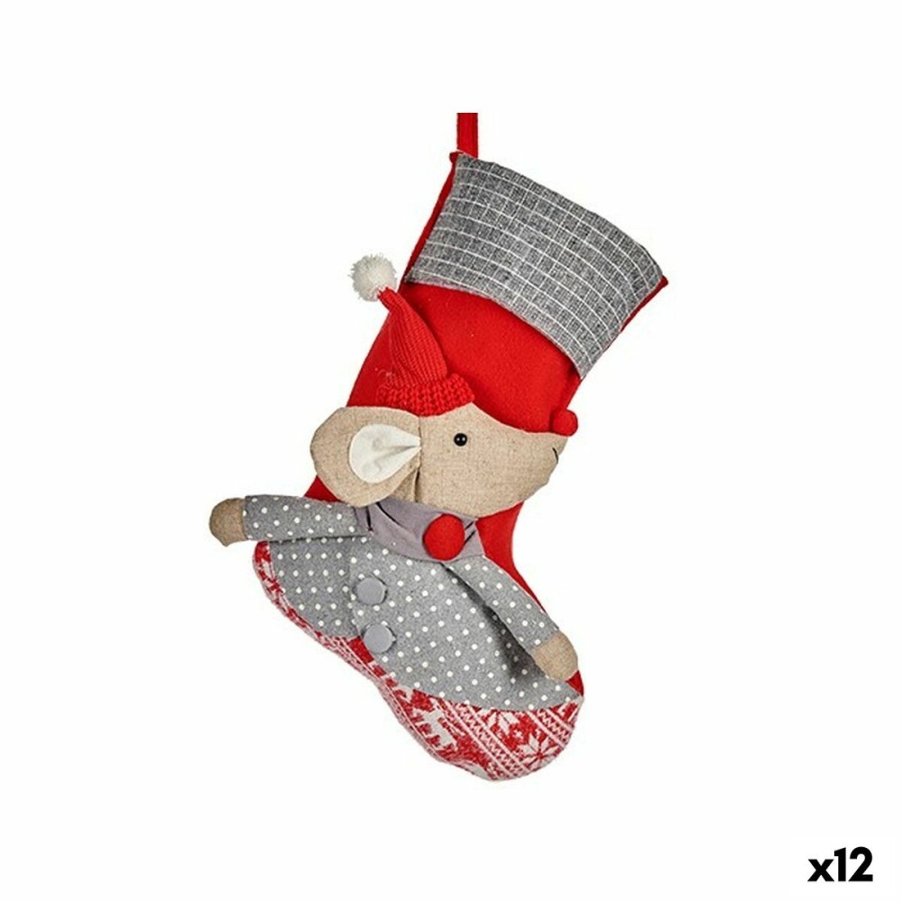 Decorazione Natalizia Calza di Natale Mouse Rosso 33 x 4 x 50 cm (12 Unità)    