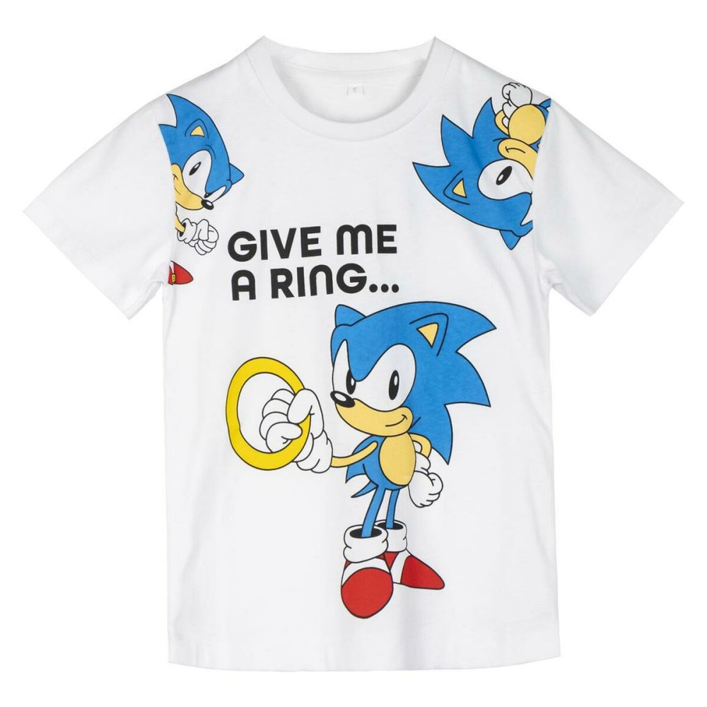 Maglia a Maniche Corte per Bambini Sonic Bianco Taglia  8 anni 