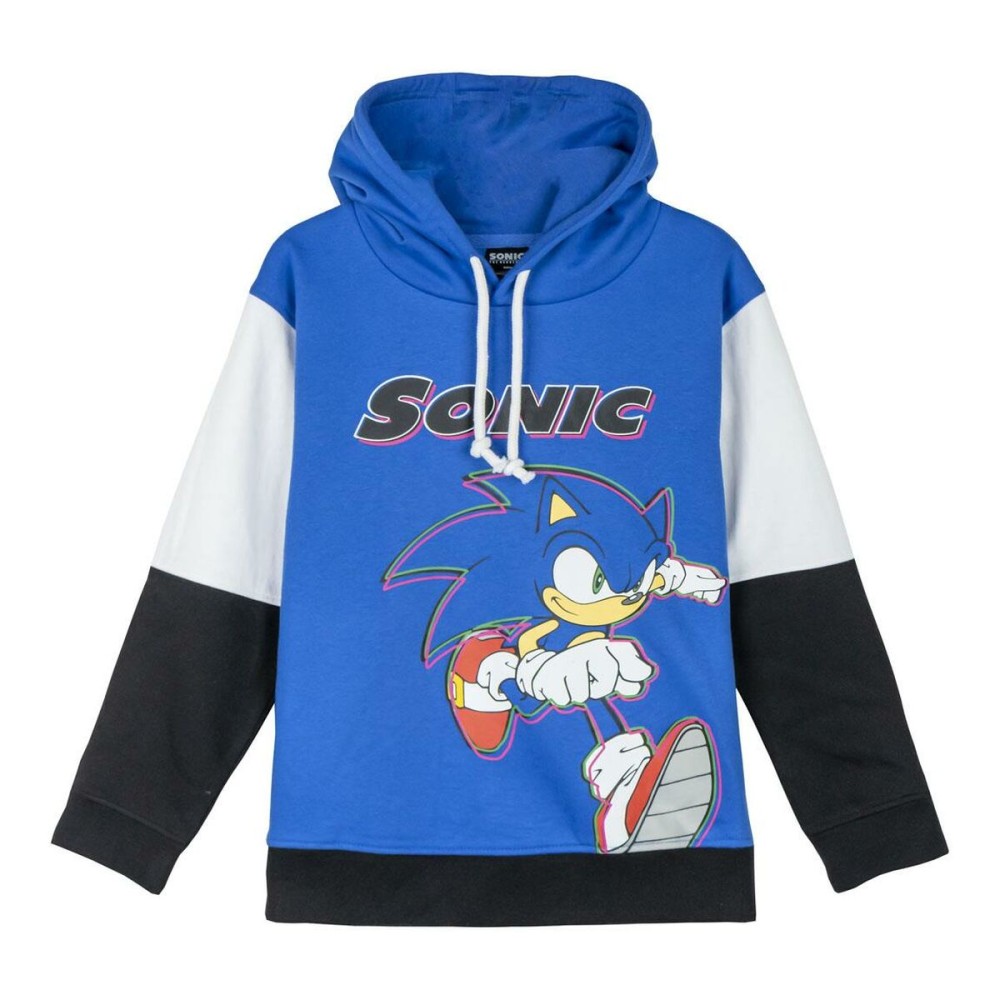 Felpa con Cappuccio Bambino Sonic Azzurro Taglia  6 anni 