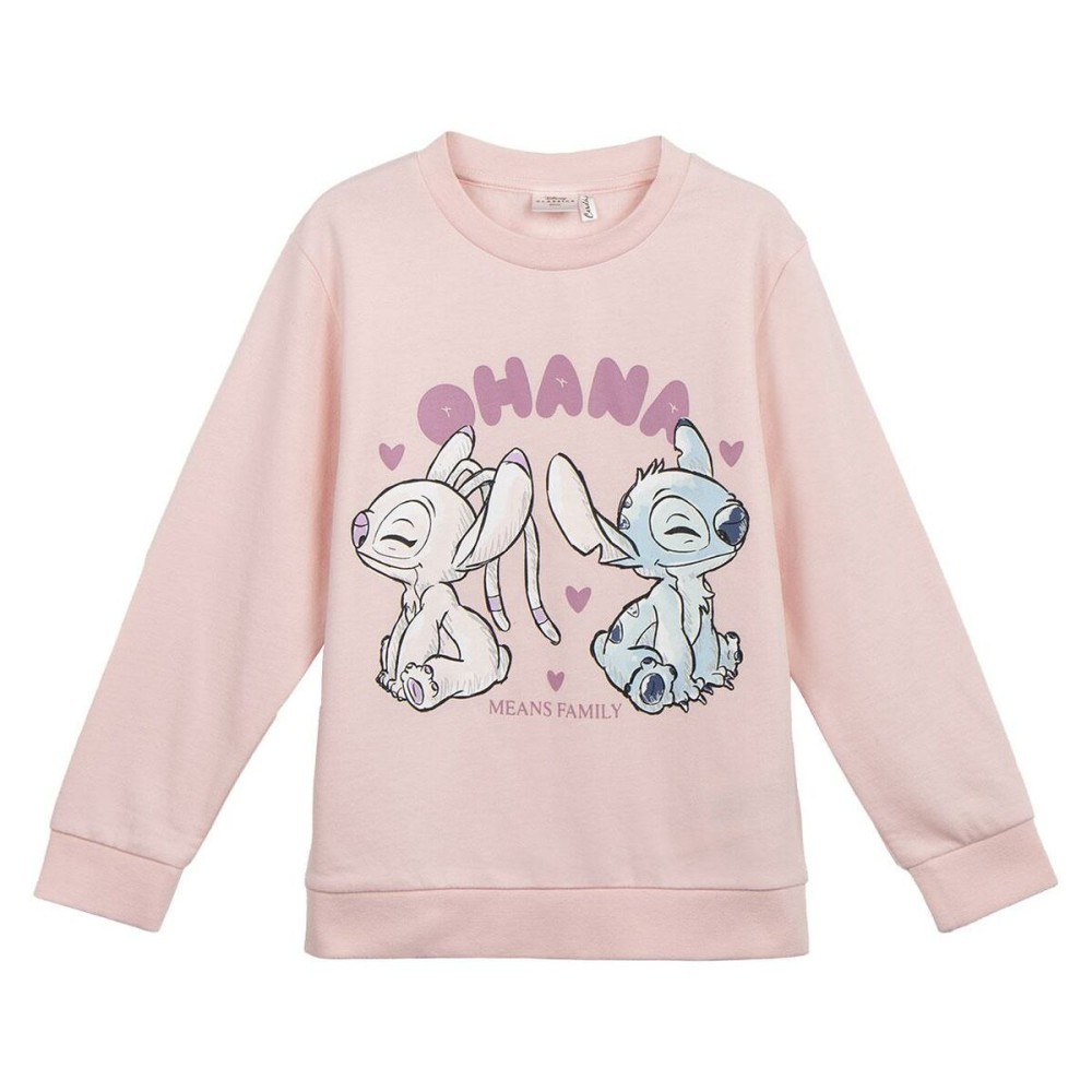 Felpa senza Cappuccio Stitch Rosa Taglia  6 anni 