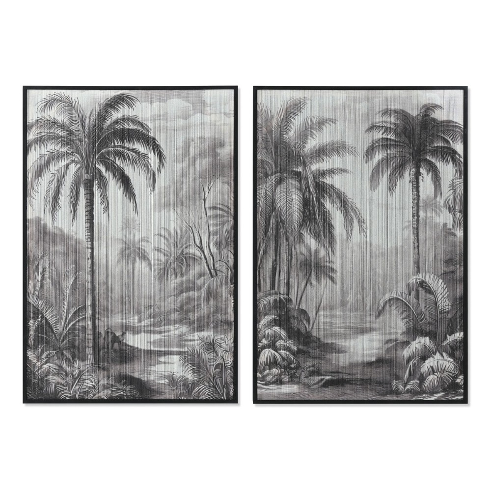 Quadro Home ESPRIT Bianco Nero Palme Tropicale 80 x 3 x 120 cm (2 Unità)    