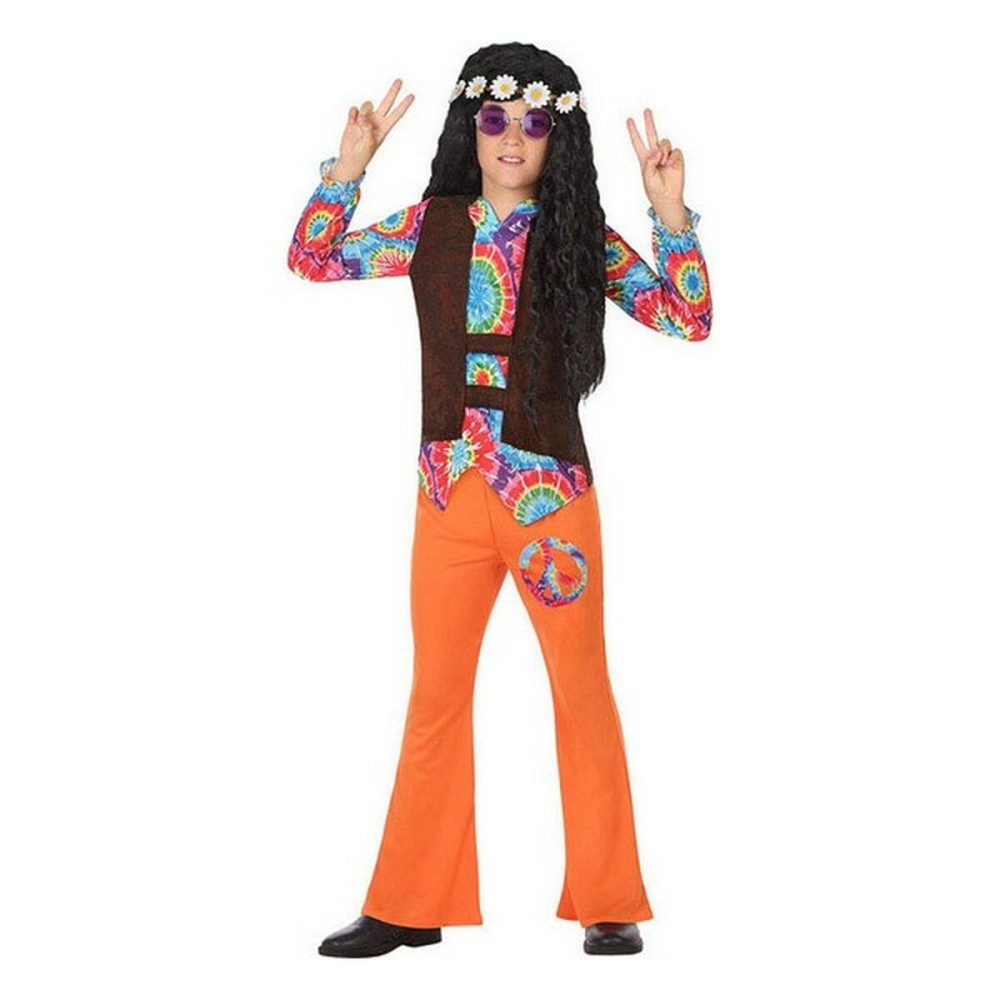 Costume per Bambini Hippie Arancio (2 Pcs) Taglia  3-4 Anni 