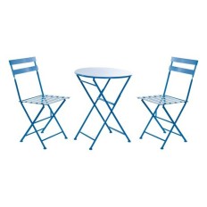 Tavolo con 2 sedie DKD Home Decor MB-166634 Azzurro 80 cm 60 x 60 x 70 cm (3 pcs)    