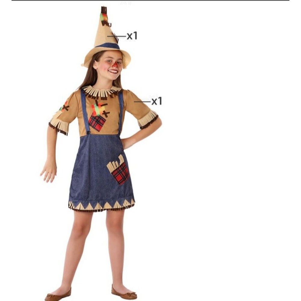 Costume per Bambini Marrone Spaventapasseri Fantasia Taglia  7-9 Anni 