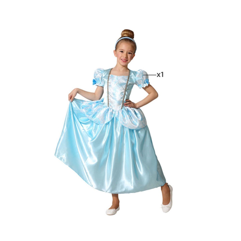 Costume per Bambini Azzurro Principessa Fantasia Taglia  10-12 Anni 