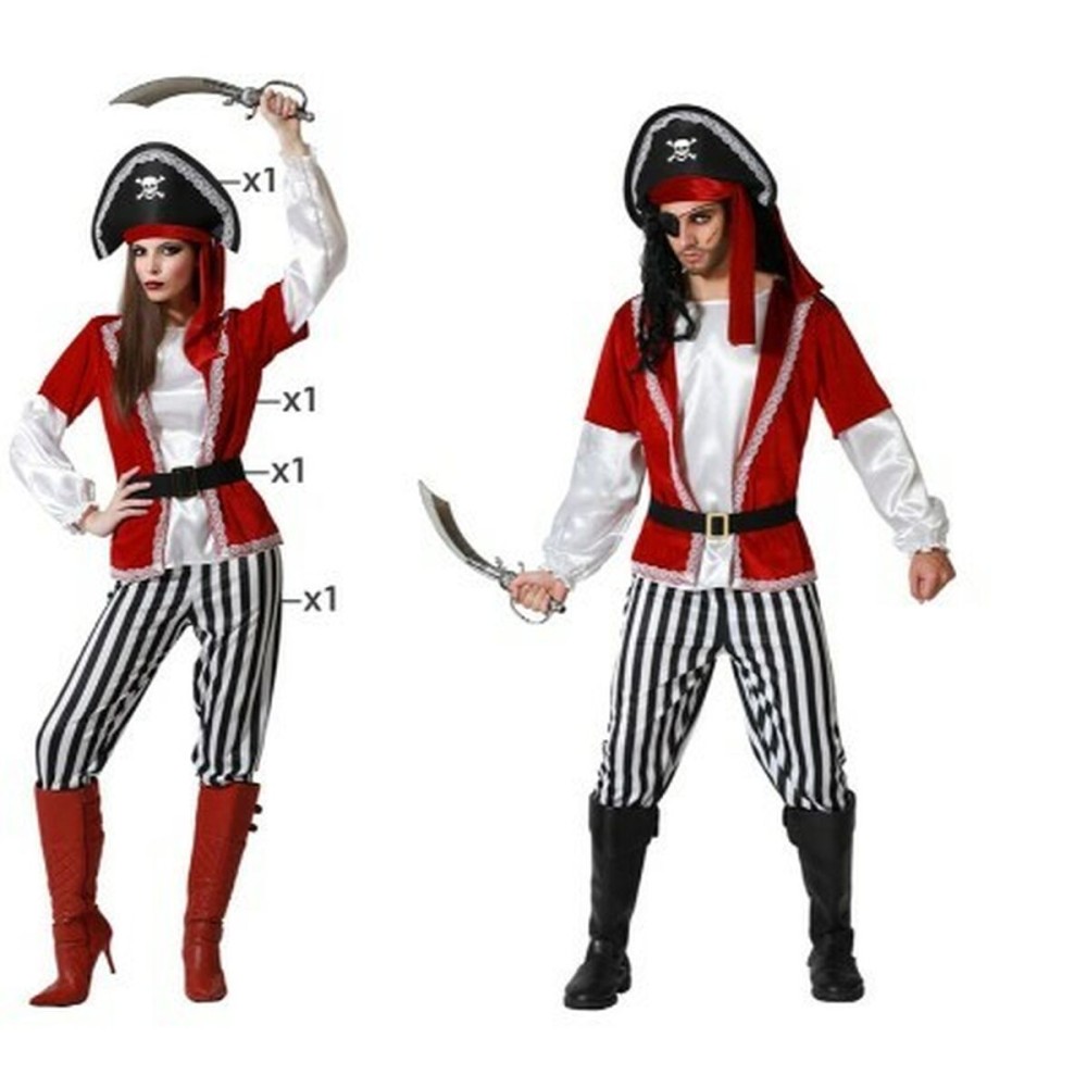 Costume per Adulti Rosso Pirata Taglia  XL 