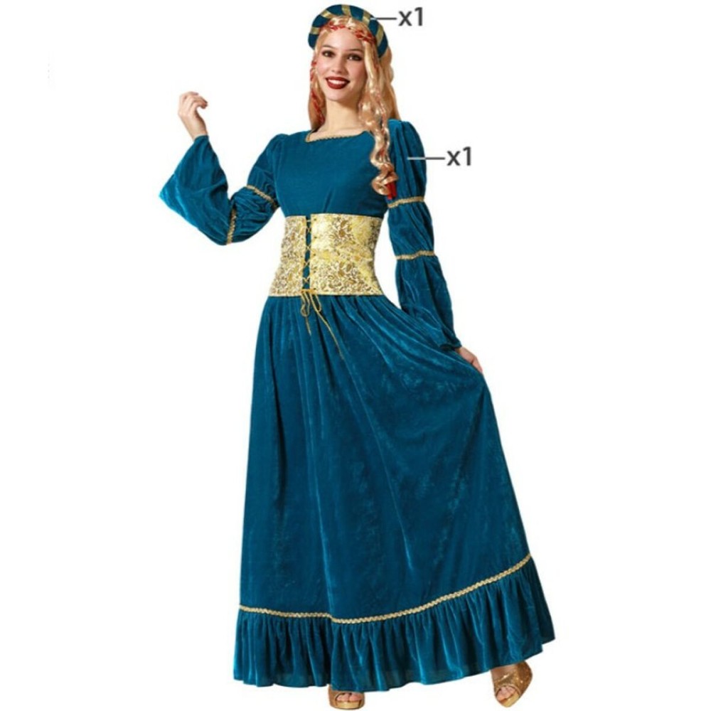 Costume per Adulti Azzurro Regina Medievale Taglia  XL 