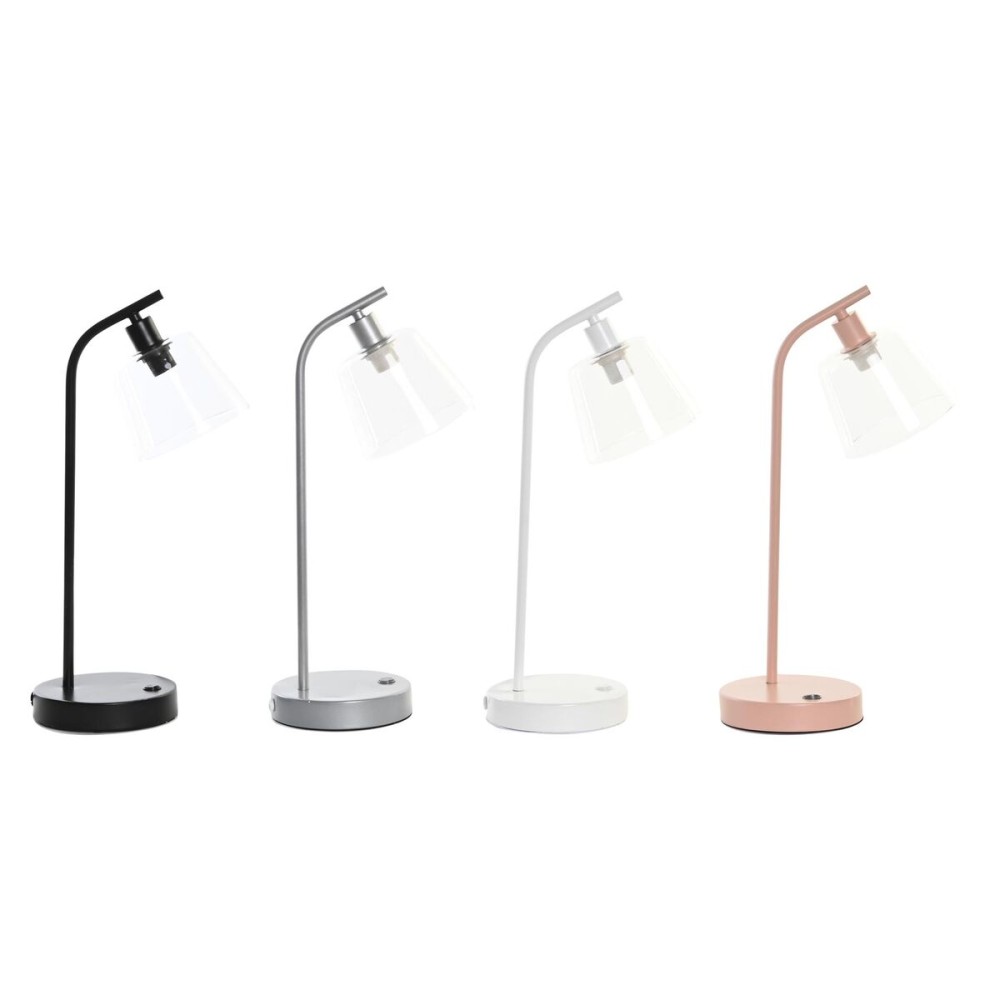 Lampada da tavolo DKD Home Decor 22 x 15 x 46 cm Cristallo Argentato Nero Grigio Rosa Metallo Bianco 220 V 40 W 25 W 4 Pezzi    