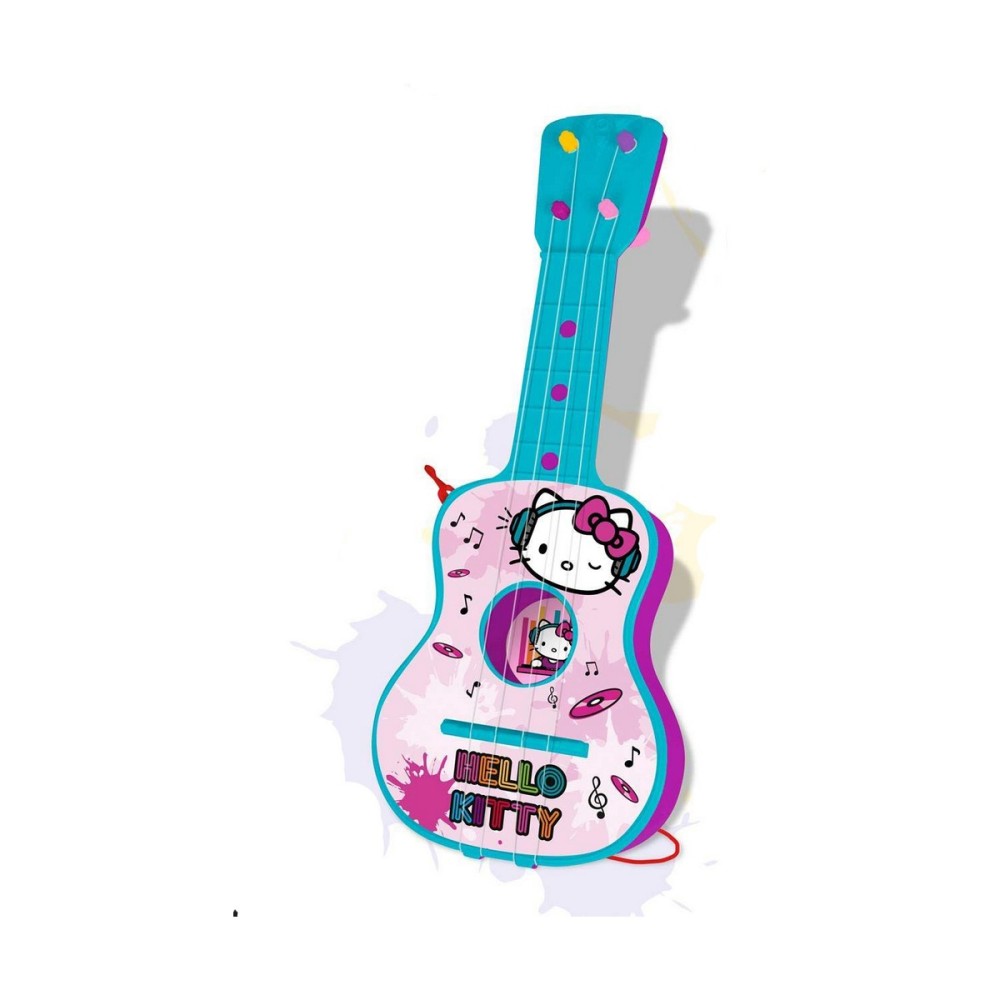 Chitarra da Bambino Hello Kitty 4 Corde Azzurro Rosa    