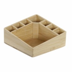 Secchio organizzatore DKD Home Decor AS-173356 Multicolore Naturale Legno Bambù 14 x 14 x 7 cm    