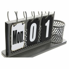 Calendario da Tavolo DKD Home Decor 26 x 8 x 18 cm Nero Metallo Grigio chiaro    