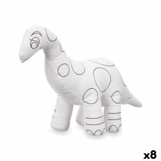 Peluche da Colorare Bianco Nero Stoffa 28 x 22 x 9 cm Dinosauro (8 Unità)    