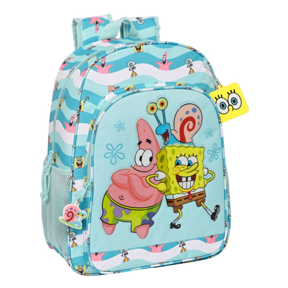 Zaino Scuola Spongebob Stay positive Azzurro Bianco (33 x 42 x 14 cm)    